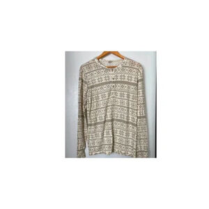 NWT Kate Quinn Nordic Snowflake Longsleeve Fennel Men's Henley Shirt Top XL